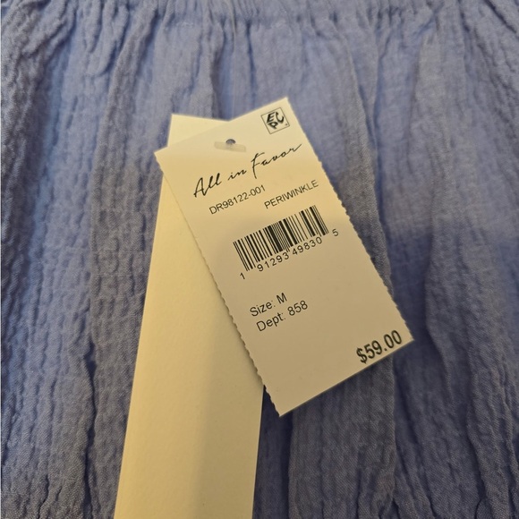 All in Favor Periwinkle Blue Mini Dress Size Medium NWT Flutter Sleeves Keyhole - Picture 5 of 8